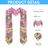 Aloha Puakenikeni Anthurium Pikake Lei Graduation Stole Tropical Pink Hawaiian Palaka Pattern