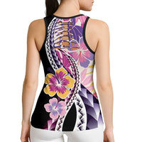 Aloha Vintage Hibiscus Lei Seamless Pattern Hollow Tank Top - Polynesian Pride