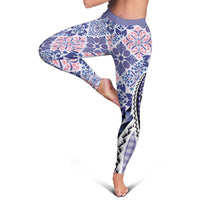 Aloha Vintage Palaka Floral Hawaiian Quilt Leggings Poni Motif - Polynesian Pride