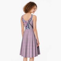 Aloha Vintage Palaka Floral Hawaiian Quilt Midi Dress Akala Motif - Polynesian Pride