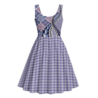 Aloha Vintage Palaka Floral Hawaiian Quilt Midi Dress Poni Motif - Polynesian Pride