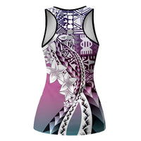 Aloha Vintage Plumeria Hawaiian Tapa Pattern Hollow Tank Top Gradient Hawaiian Tapa Pattern - Polynesian Pride