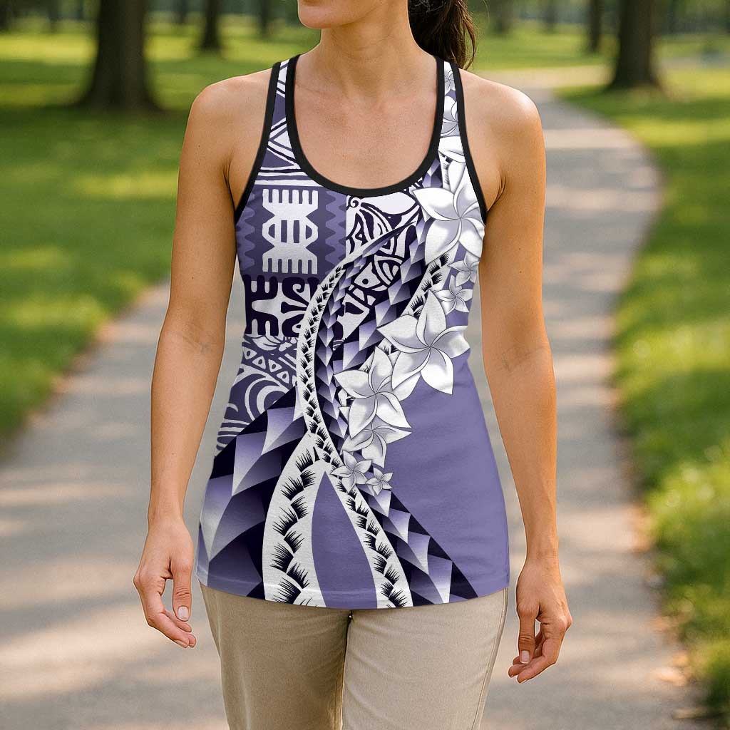 Aloha Vintage Plumeria Hawaiian Tapa Pattern Hollow Tank Top Purple Hawaiian Tapa Pattern - Polynesian Pride