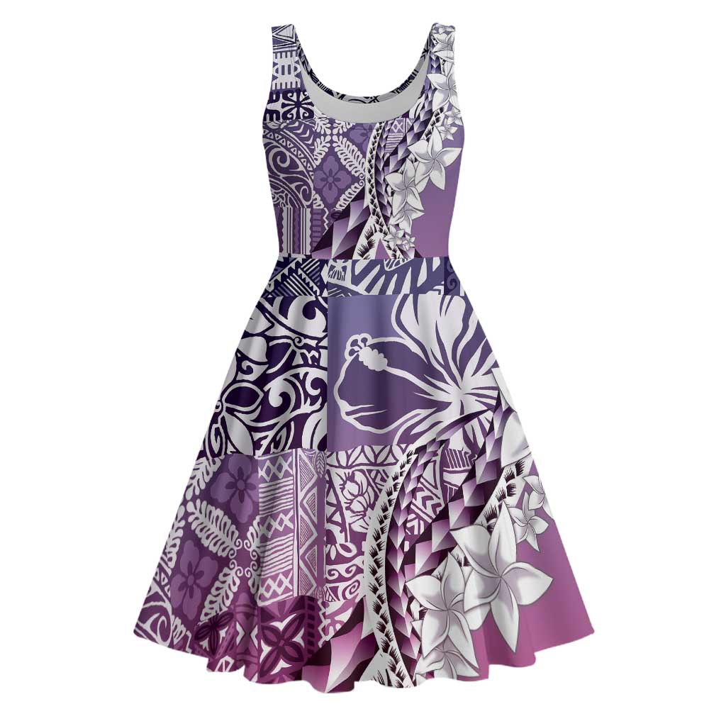 Aloha Vintage Plumeria Hawaiian Tapa Pattern Midi Dress Gradient Hawaiian Tapa Pattern - Polynesian Pride