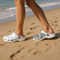 American Samoa Clogs Shoes Tribal Tattoo with Eagle White LT03 - Polynesian Pride