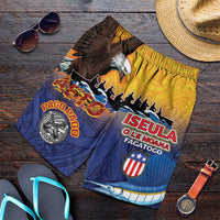 American Samoa Fautasi Shorts for Men Bald Eage and Sailfish with Kakau Motifs - Polynesian Pride