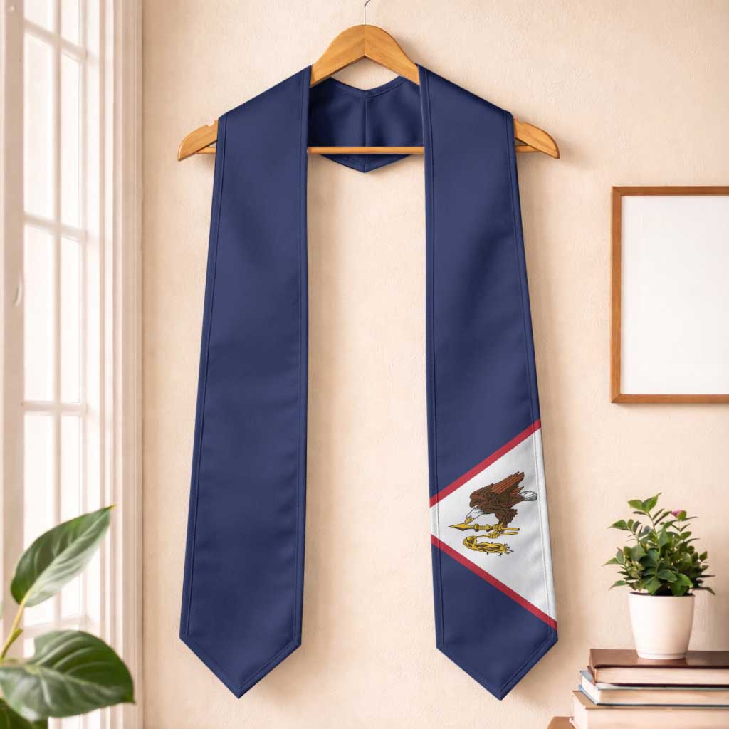 American Samoa Graduation Stole Flag Style LT05 One Size Navy - Polynesian Pride