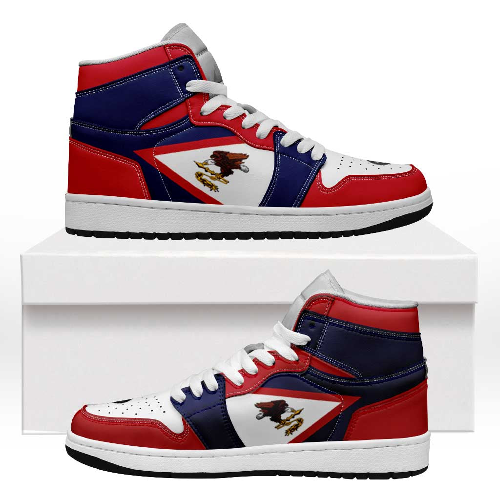 American Samoa High Sneakers AJ1 Coat Of Arms Flag Inspired