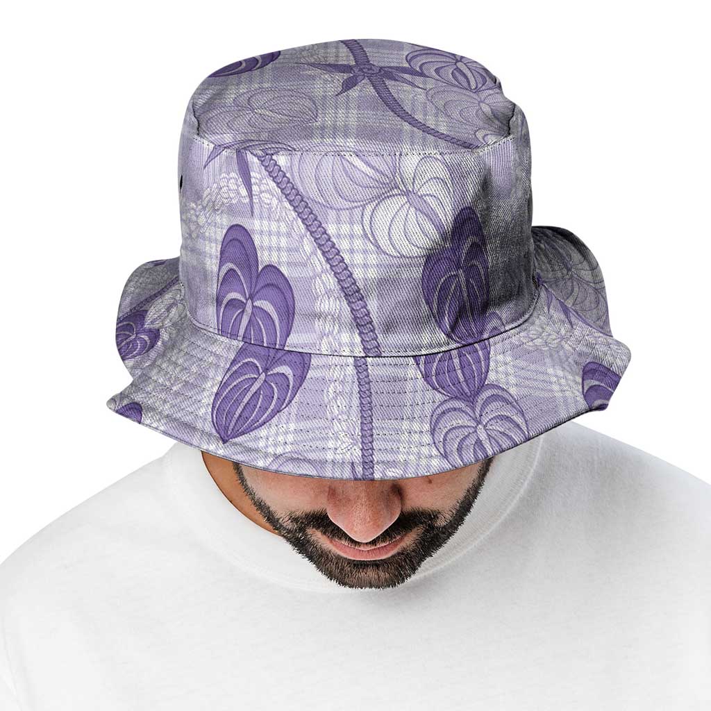 Anthurium Pikake Ti Leaf Palaka Bucket Hat Purple Version LT01 - Polynesian Pride