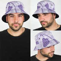 Anthurium Pikake Ti Leaf Palaka Bucket Hat Purple Version LT01 - Polynesian Pride