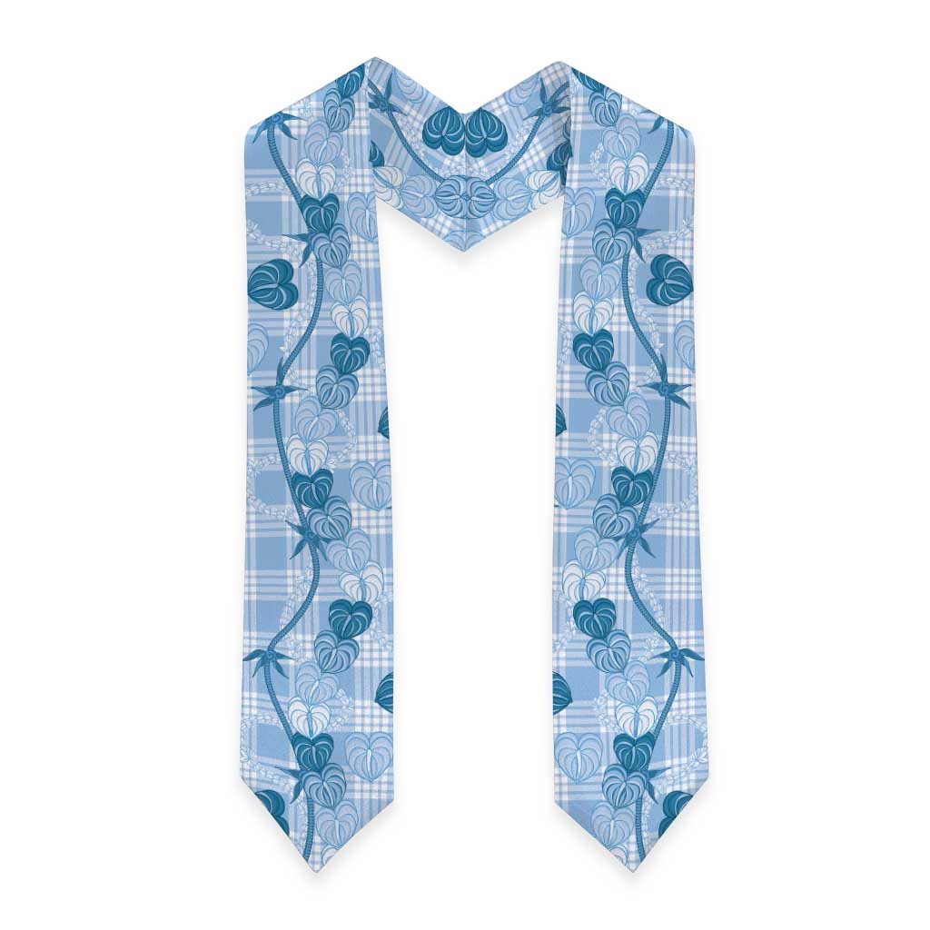 Anthurium Pikake Ti Leaf Palaka Graduation Stole Blue Version LT01 - Polynesian Pride