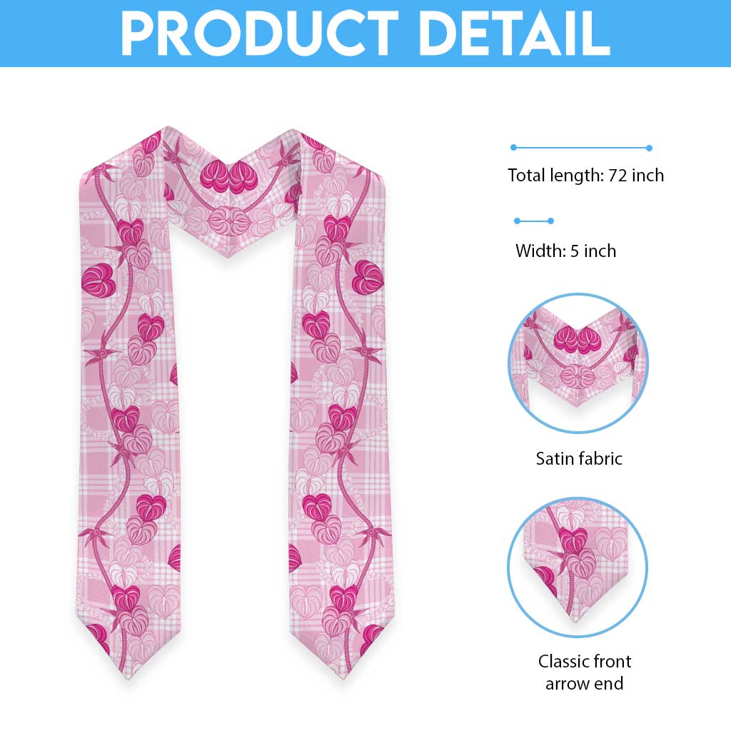 Anthurium Pikake Ti Leaf Palaka Graduation Stole Pink Version LT01 - Polynesian Pride