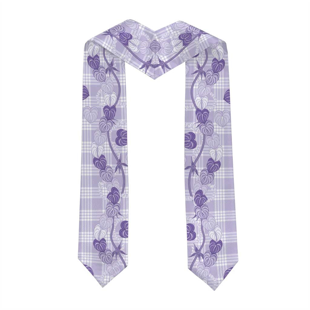 Anthurium Pikake Ti Leaf Palaka Graduation Stole Purple Version LT01 - Polynesian Pride