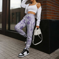 Anthurium Pikake Ti Leaf Palaka Jogger Pants Purple Version LT01 - Polynesian Pride