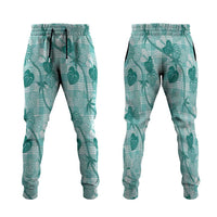 Anthurium Pikake Ti Leaf Palaka Jogger Pants Turquoise Version LT01 Turquoise - Polynesian Pride
