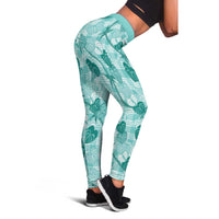 Anthurium Pikake Ti Leaf Palaka Leggings Turquoise Version