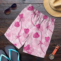 Anthurium Pikake Ti Leaf Palaka Shorts for Men Pink Version LT01 Pink - Polynesian Pride