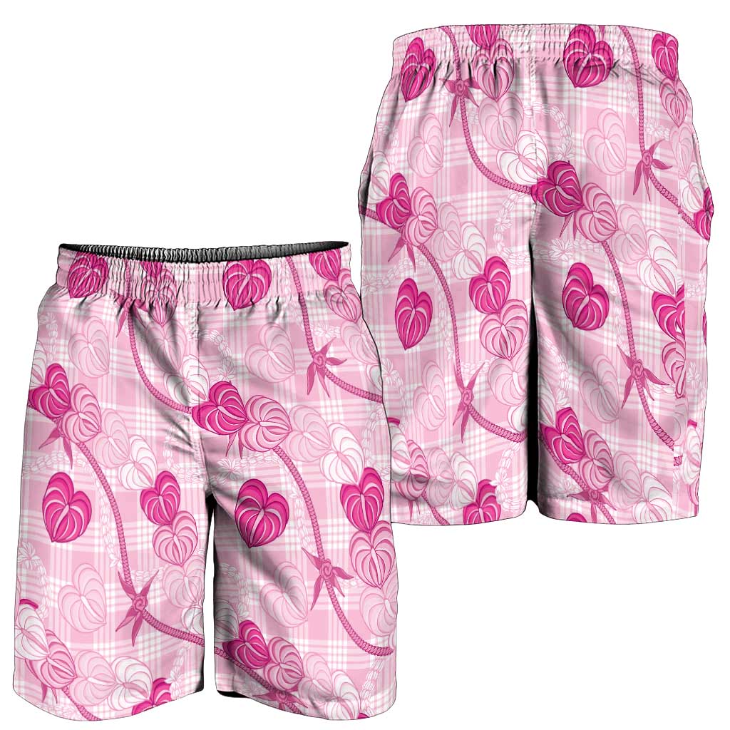 Anthurium Pikake Ti Leaf Palaka Shorts for Men Pink Version LT01 - Polynesian Pride