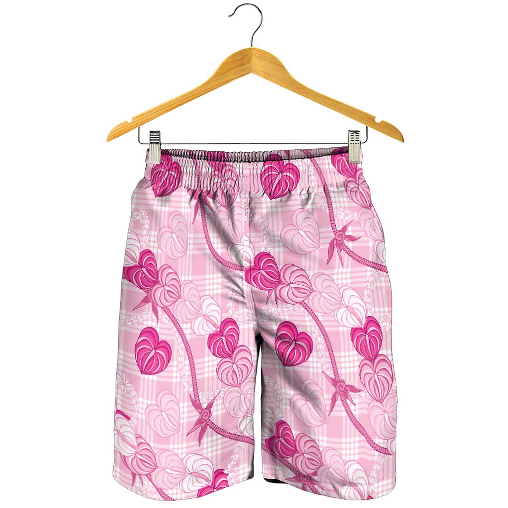 Anthurium Pikake Ti Leaf Palaka Shorts for Men Pink Version LT01 - Polynesian Pride