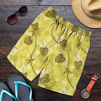 Anthurium Pikake Ti Leaf Palaka Shorts for Men Yellow Version LT01 Yellow - Polynesian Pride