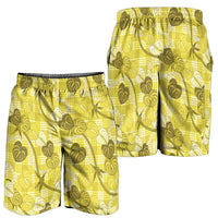 Anthurium Pikake Ti Leaf Palaka Shorts for Men Yellow Version LT01 - Polynesian Pride