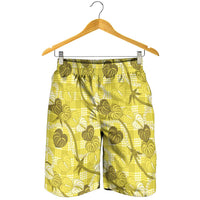 Anthurium Pikake Ti Leaf Palaka Shorts for Men Yellow Version LT01 - Polynesian Pride