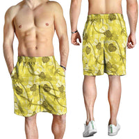 Anthurium Pikake Ti Leaf Palaka Shorts for Men Yellow Version LT01 - Polynesian Pride