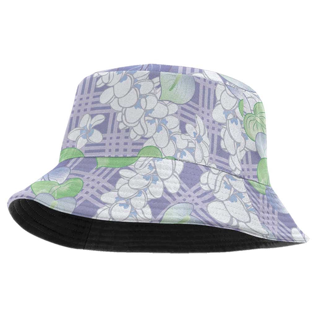 Anthurium Plumeria Lei Pastel Bucket Hat Purple Hawaiian Splendid Palaka