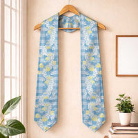 Anthurium Plumeria Lei Pastel Graduation Stole Blue Hawaiian Splendid Palaka LT01 One Size Blue - Polynesian Pride