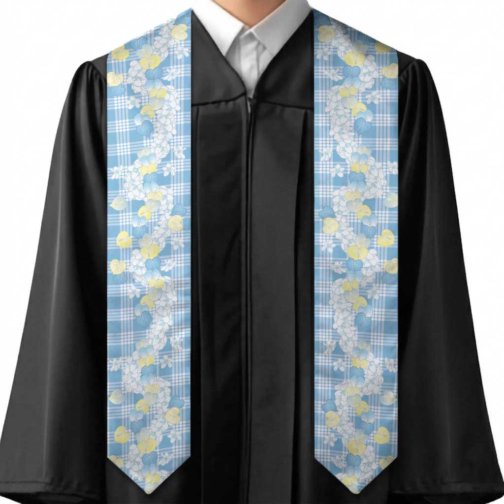Anthurium Plumeria Lei Pastel Graduation Stole Blue Hawaiian Splendid Palaka LT01 - Polynesian Pride