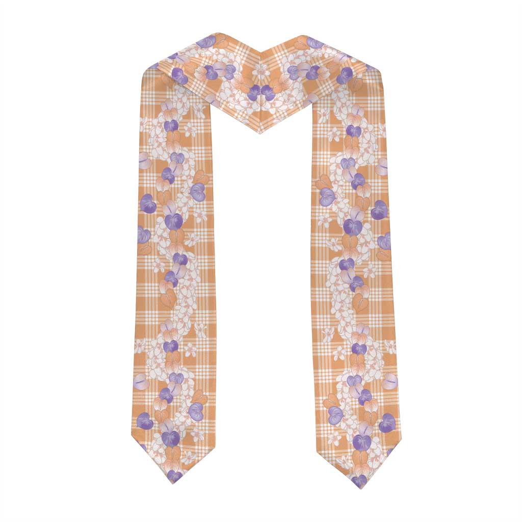 Anthurium Plumeria Lei Pastel Graduation Stole Orange Hawaiian Splendid Palaka LT01 - Polynesian Pride