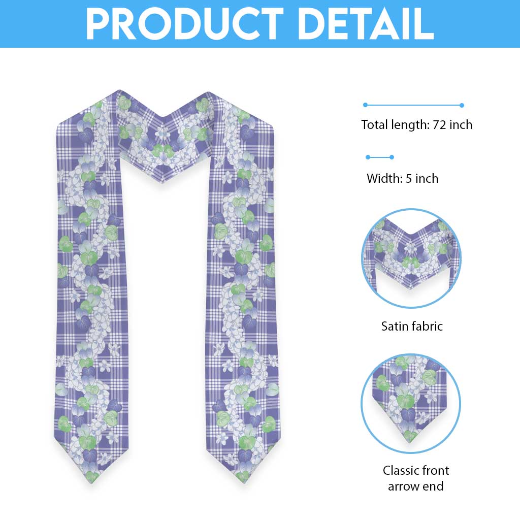 Anthurium Plumeria Lei Pastel Graduation Stole Purple Hawaiian Splendid Palaka LT01 - Polynesian Pride