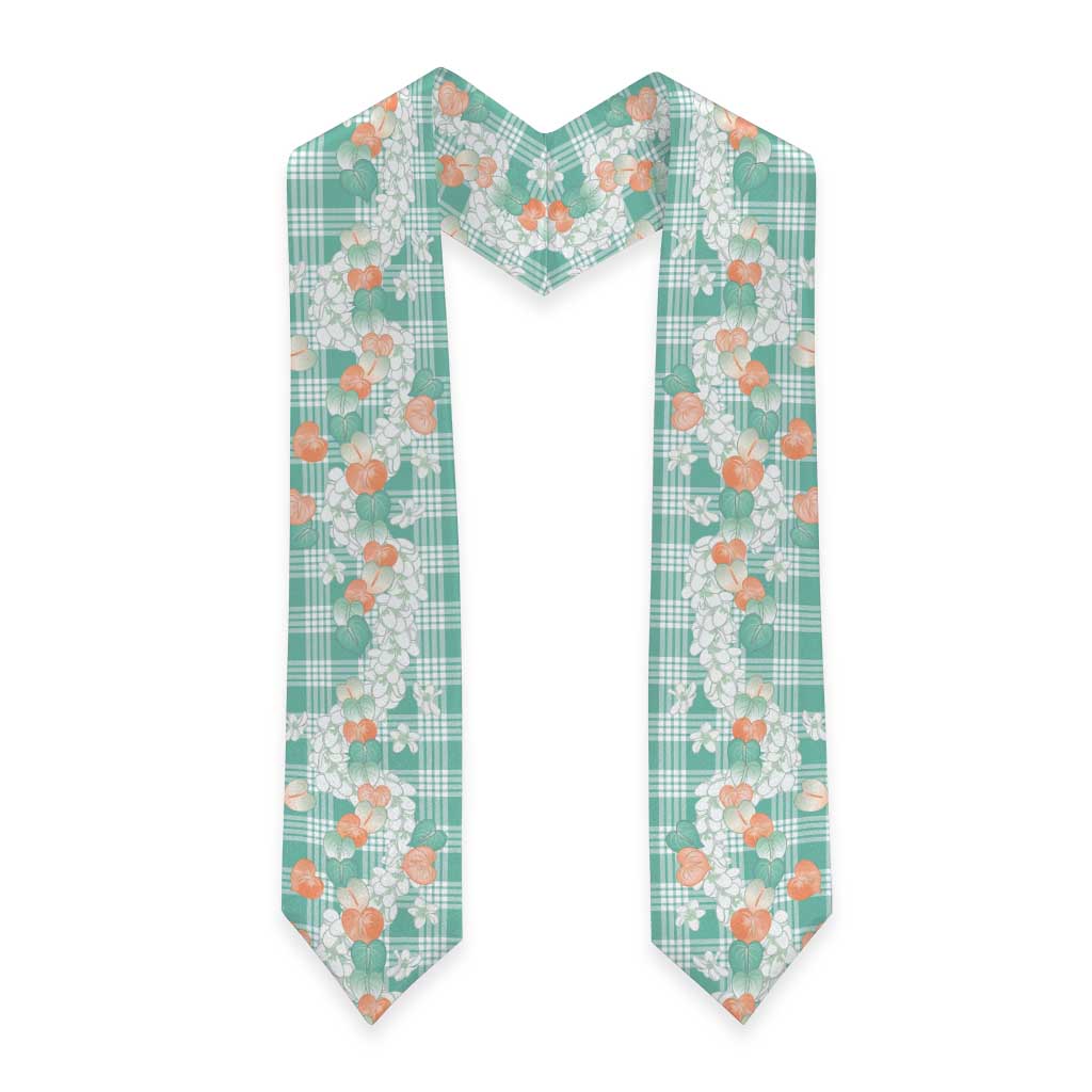 Anthurium Plumeria Lei Pastel Graduation Stole Teal Hawaiian Splendid Palaka LT01 - Polynesian Pride