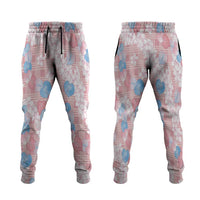 Anthurium Plumeria Lei Pastel Jogger Pants Pink Hawaiian Splendid Palaka