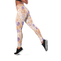 Anthurium Plumeria Lei Pastel Leggings Orange Hawaiian Splendid Palaka
