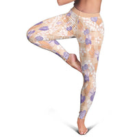 Anthurium Plumeria Lei Pastel Leggings Orange Hawaiian Splendid Palaka