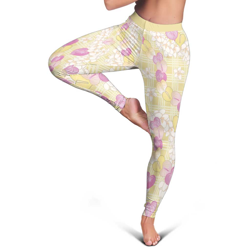 Anthurium Plumeria Lei Pastel Leggings Yellow Hawaiian Splendid Palaka