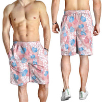 Anthurium Plumeria Lei Pastel Shorts for Men Pink Hawaiian Splendid Palaka