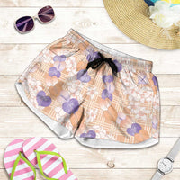 Anthurium Plumeria Lei Pastel Shorts for Women Orange Hawaiian Splendid Palaka