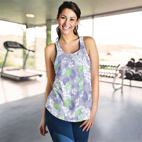 Anthurium Plumeria Lei Pastel Women Racerback Tank Purple Hawaiian Splendid Palaka LT01 - Polynesian Pride