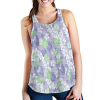 Anthurium Plumeria Lei Pastel Women Racerback Tank Purple Hawaiian Splendid Palaka LT01 - Polynesian Pride