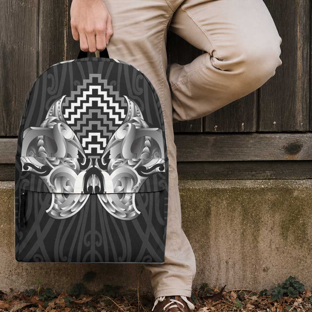 Aotearoa Kowhaiwhai Poutama Black Motif Backpack