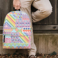 Aotearoa Kowhaiwhai Taniko Patchwork Rainbow Motifs Backpack