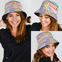 Aotearoa Kowhaiwhai Taniko Patchwork Rainbow Motifs Bucket Hat