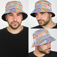 Aotearoa Kowhaiwhai Taniko Patchwork Rainbow Motifs Bucket Hat