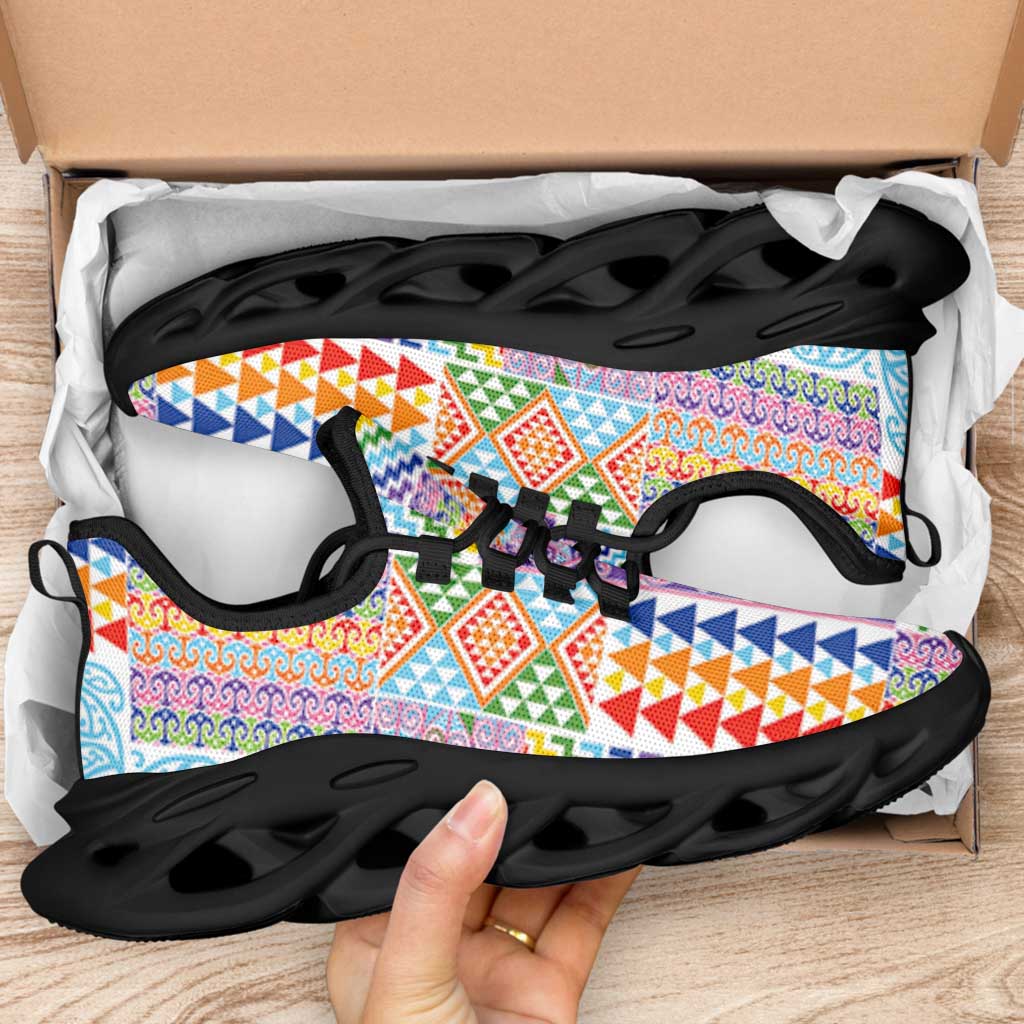 Aotearoa Kowhaiwhai Taniko Patchwork Rainbow Motifs Clunky Sneakers
