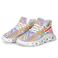 Aotearoa Kowhaiwhai Taniko Patchwork Rainbow Motifs Clunky Sneakers