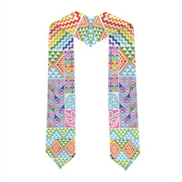 Aotearoa Kowhaiwhai Taniko Patchwork Rainbow Motifs Graduation Stole