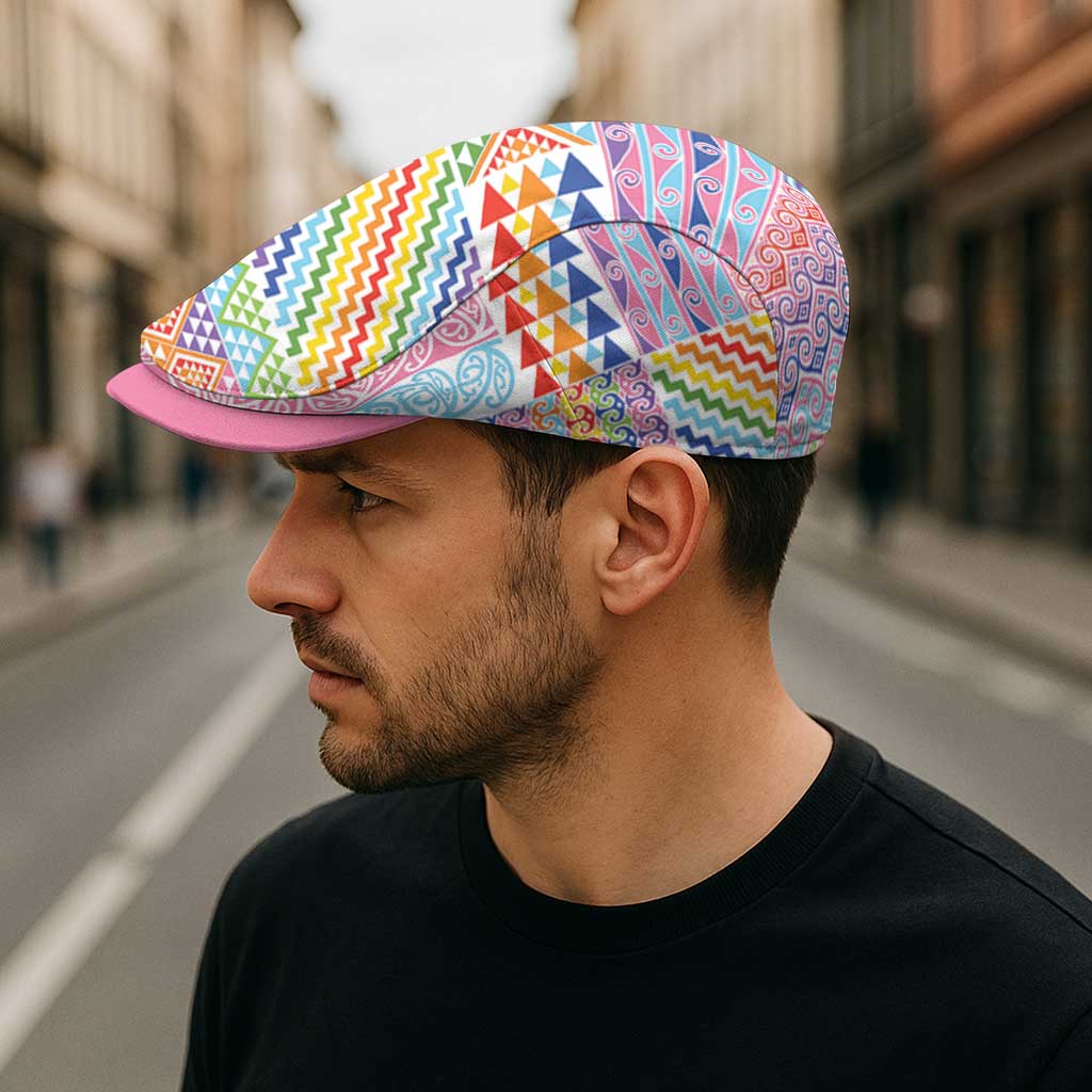Aotearoa Kowhaiwhai Taniko Patchwork Rainbow Motifs Jeff Hat