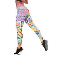 Aotearoa Kowhaiwhai Taniko Patchwork Rainbow Motifs Leggings